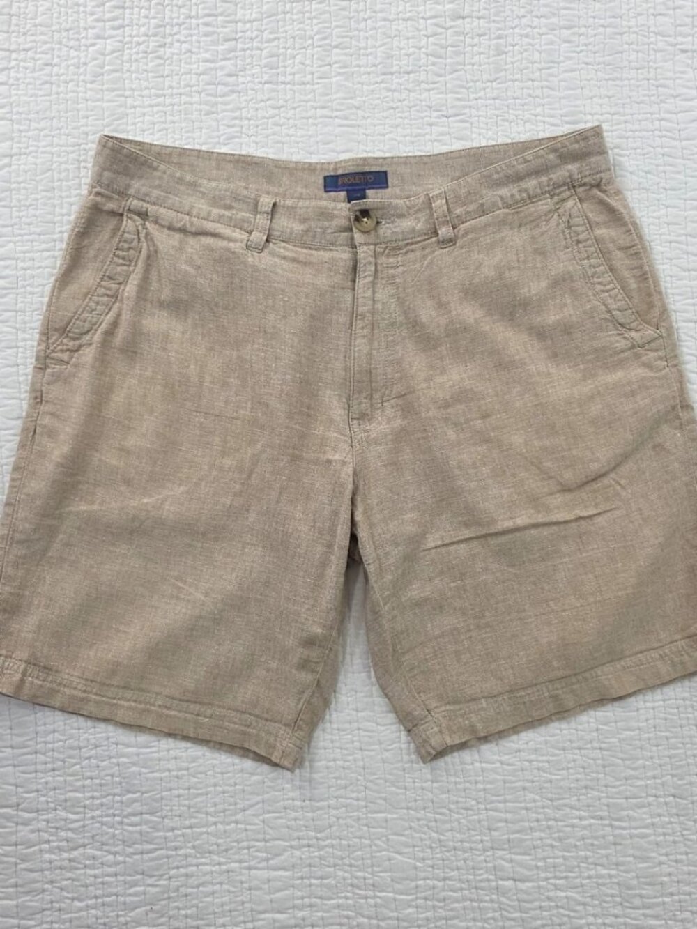 Broletto Linen Walking Shorts Mens 34 Natural Linen Color 10" Inseam Pickleball